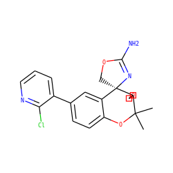 CC1(C)Oc2ccc(-c3cccnc3Cl)cc2[C@]2(COC(N)=N2)C12COC2 ZINC000220719549
