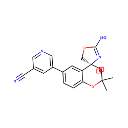 CC1(C)Oc2ccc(-c3cncc(C#N)c3)cc2[C@]2(COC(N)=N2)C12COC2 ZINC000220719880