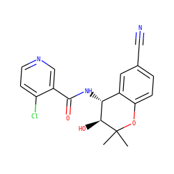 CC1(C)Oc2ccc(C#N)cc2[C@@H](NC(=O)c2cnccc2Cl)[C@@H]1O ZINC000040846691