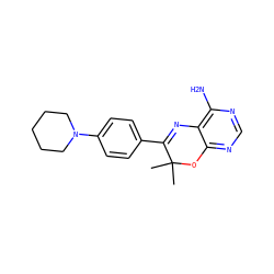 CC1(C)Oc2ncnc(N)c2N=C1c1ccc(N2CCCCC2)cc1 ZINC000169307756