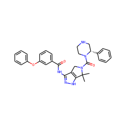 CC1(C)c2[nH]nc(NC(=O)c3cccc(Oc4ccccc4)c3)c2CN1C(=O)N1CCNC[C@@H]1c1ccccc1 ZINC000114182287