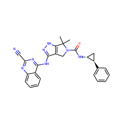 CC1(C)c2[nH]nc(Nc3nc(C#N)nc4ccccc34)c2CN1C(=O)N[C@@H]1C[C@H]1c1ccccc1 ZINC000115987536