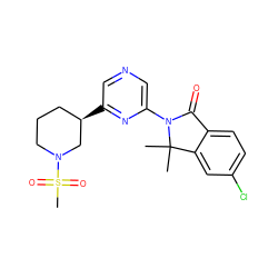 CC1(C)c2cc(Cl)ccc2C(=O)N1c1cncc([C@@H]2CCCN(S(C)(=O)=O)C2)n1 ZINC000224017300