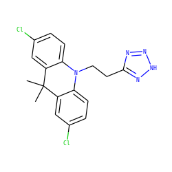 CC1(C)c2cc(Cl)ccc2N(CCc2nn[nH]n2)c2ccc(Cl)cc21 ZINC000218603801