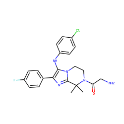 CC1(C)c2nc(-c3ccc(F)cc3)c(Nc3ccc(Cl)cc3)n2CCN1C(=O)CN ZINC000096933115