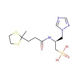 CC1(CCC(=O)N[C@@H](Cn2cncn2)CP(=O)(O)O)SCCS1 ZINC000026176674