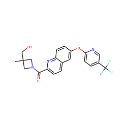 CC1(CO)CN(C(=O)c2ccc3cc(Oc4ccc(C(F)(F)F)cn4)ccc3n2)C1 ZINC001772622129