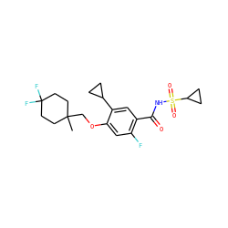 CC1(COc2cc(F)c(C(=O)NS(=O)(=O)C3CC3)cc2C2CC2)CCC(F)(F)CC1 ZINC000216240996