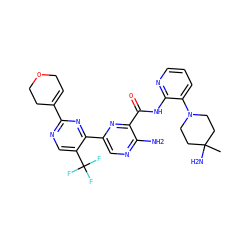 CC1(N)CCN(c2cccnc2NC(=O)c2nc(-c3nc(C4=CCOCC4)ncc3C(F)(F)F)cnc2N)CC1 ZINC001772612576