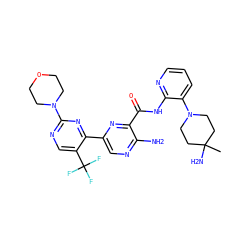 CC1(N)CCN(c2cccnc2NC(=O)c2nc(-c3nc(N4CCOCC4)ncc3C(F)(F)F)cnc2N)CC1 ZINC001772606907