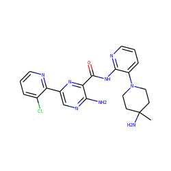 CC1(N)CCN(c2cccnc2NC(=O)c2nc(-c3ncccc3Cl)cnc2N)CC1 ZINC001772571258