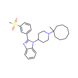 CC1(N2CCC(n3c(-c4cccc(S(C)(=O)=O)c4)nc4ccccc43)CC2)CCCCCCC1 ZINC000040935807