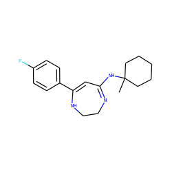 CC1(NC2=NCCNC(c3ccc(F)cc3)=C2)CCCCC1 ZINC000101065150