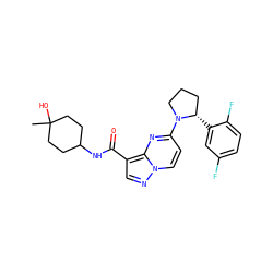CC1(O)CCC(NC(=O)c2cnn3ccc(N4CCC[C@@H]4c4cc(F)ccc4F)nc23)CC1 ZINC000149991549