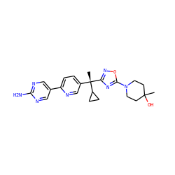CC1(O)CCN(c2nc([C@@](C)(c3ccc(-c4cnc(N)nc4)nc3)C3CC3)no2)CC1 ZINC001772590863
