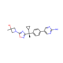 CC1(O)CN(c2nc([C@@](C)(c3ccc(-c4cnc(N)nc4)cc3)C3CC3)no2)C1 ZINC000114356424