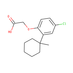 CC1(c2cc(Cl)ccc2OCC(=O)O)CCCCC1 ZINC000028948349