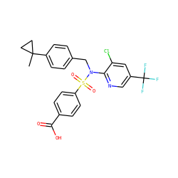 CC1(c2ccc(CN(c3ncc(C(F)(F)F)cc3Cl)S(=O)(=O)c3ccc(C(=O)O)cc3)cc2)CC1 ZINC000113157229