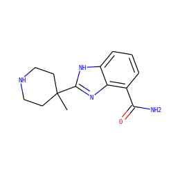 CC1(c2nc3c(C(N)=O)cccc3[nH]2)CCNCC1 ZINC000040430280