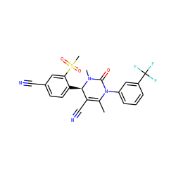 CC1=C(C#N)[C@@H](c2ccc(C#N)cc2S(C)(=O)=O)N(C)C(=O)N1c1cccc(C(F)(F)F)c1 ZINC000068149906