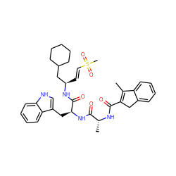 CC1=C(C(=O)N[C@H](C)C(=O)N[C@@H](Cc2c[nH]c3ccccc23)C(=O)N[C@H](/C=C/S(C)(=O)=O)CC2CCCCC2)Cc2ccccc21 ZINC000299825632