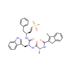 CC1=C(C(=O)N[C@H](C)C(=O)N[C@@H](Cc2c[nH]c3ccccc23)C(=O)N[C@H](/C=C/S(C)(=O)=O)Cc2ccccc2)Cc2ccccc21 ZINC000299825753