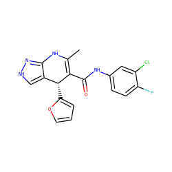 CC1=C(C(=O)Nc2ccc(F)c(Cl)c2)[C@H](c2ccco2)c2c[nH]nc2N1 ZINC000064446624