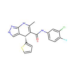 CC1=C(C(=O)Nc2ccc(F)c(Cl)c2)[C@H](c2cccs2)c2c[nH]nc2N1 ZINC000064417319