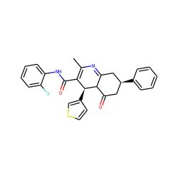 CC1=C(C(=O)Nc2ccccc2F)[C@H](c2ccsc2)C2C(=O)C[C@H](c3ccccc3)CC2=N1 ZINC000102673375
