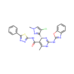 CC1=C(C(=O)Nc2nnc(-c3ccccc3)s2)[C@H](c2nn(C)cc2Cl)N=C(Nc2nc3ccccc3o2)N1 ZINC000139373157