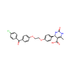 CC1=C(C(=O)O)[C@@H](c2ccc(OCCOc3ccc(C(=O)c4ccc(Cl)cc4)cc3)cc2)NC(=O)N1 ZINC000028706736
