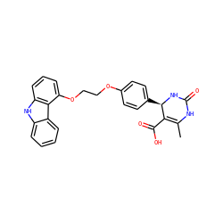 CC1=C(C(=O)O)[C@@H](c2ccc(OCCOc3cccc4[nH]c5ccccc5c34)cc2)NC(=O)N1 ZINC000028706650