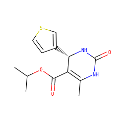 CC1=C(C(=O)OC(C)C)[C@H](c2ccsc2)NC(=O)N1 ZINC000103243167