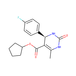 CC1=C(C(=O)OC2CCCC2)[C@@H](c2ccc(F)cc2)NC(=O)N1 ZINC000000178335