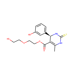 CC1=C(C(=O)OCCOCCO)[C@@H](c2cccc(O)c2)NC(=S)N1 ZINC000028827150