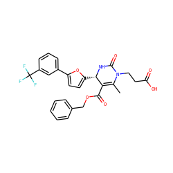 CC1=C(C(=O)OCc2ccccc2)[C@H](c2ccc(-c3cccc(C(F)(F)F)c3)o2)NC(=O)N1CCC(=O)O ZINC000299860018