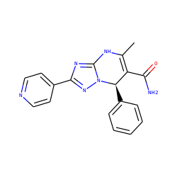 CC1=C(C(N)=O)[C@@H](c2ccccc2)n2nc(-c3ccncc3)nc2N1 ZINC000013123540