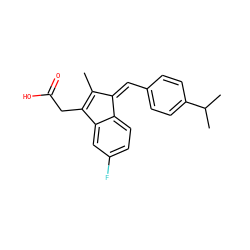 CC1=C(CC(=O)O)c2cc(F)ccc2/C1=C\c1ccc(C(C)C)cc1 ZINC000064633831
