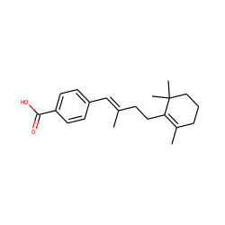 CC1=C(CC/C(C)=C/c2ccc(C(=O)O)cc2)C(C)(C)CCC1 ZINC000013832724