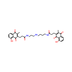 CC1=C(CCC(=O)NCCCCNCCCNC(=O)CCC2=C(C)C(=O)c3cccc(O)c3C2=O)C(=O)c2c(O)cccc2C1=O ZINC000036113892
