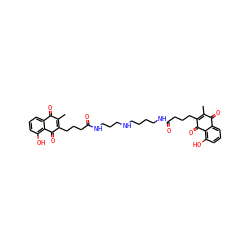 CC1=C(CCCC(=O)NCCCCNCCCNC(=O)CCCC2=C(C)C(=O)c3cccc(O)c3C2=O)C(=O)c2c(O)cccc2C1=O ZINC000037858537