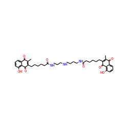 CC1=C(CCCCCC(=O)NCCCCNCCCNC(=O)CCCCCC2=C(C)C(=O)c3cccc(O)c3C2=O)C(=O)c2c(O)cccc2C1=O ZINC000037858534