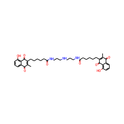 CC1=C(CCCCCC(=O)NCCCNCCCNC(=O)CCCCCC2=C(C)C(=O)c3cccc(O)c3C2=O)C(=O)c2c(O)cccc2C1=O ZINC000037858541