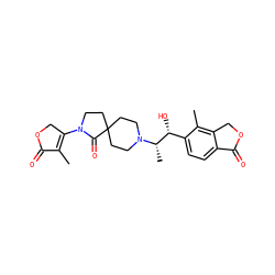 CC1=C(N2CCC3(CCN([C@@H](C)[C@H](O)c4ccc5c(c4C)COC5=O)CC3)C2=O)COC1=O ZINC000206790909