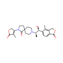 CC1=C(N2CCC3(CCN([C@H](C)[C@@H](O)c4ccc5c(c4C)COC5=O)CC3)C2=O)COC1=O ZINC000206790783