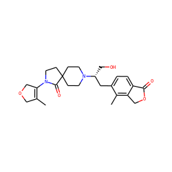 CC1=C(N2CCC3(CCN([C@H](CO)Cc4ccc5c(c4C)COC5=O)CC3)C2=O)COC1 ZINC000221416424