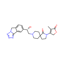 CC1=C(N2CCC3(CCN(C[C@@H](O)c4ccc5c(c4)-c4nnnn4C5)CC3)C2=O)COC1=O ZINC000653825242