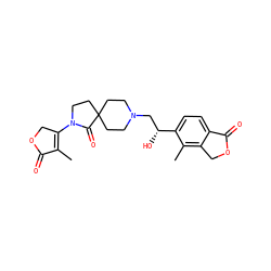 CC1=C(N2CCC3(CCN(C[C@@H](O)c4ccc5c(c4C)COC5=O)CC3)C2=O)COC1=O ZINC000206901538