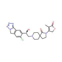 CC1=C(N2CCC3(CCN(C[C@H](O)c4cc5c(cc4Cl)Cn4nnnc4-5)CC3)C2=O)COC1=O ZINC000653825892