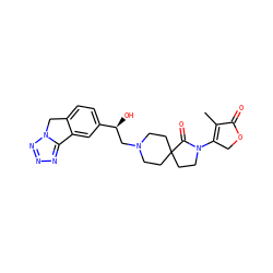 CC1=C(N2CCC3(CCN(C[C@H](O)c4ccc5c(c4)-c4nnnn4C5)CC3)C2=O)COC1=O ZINC000653823237